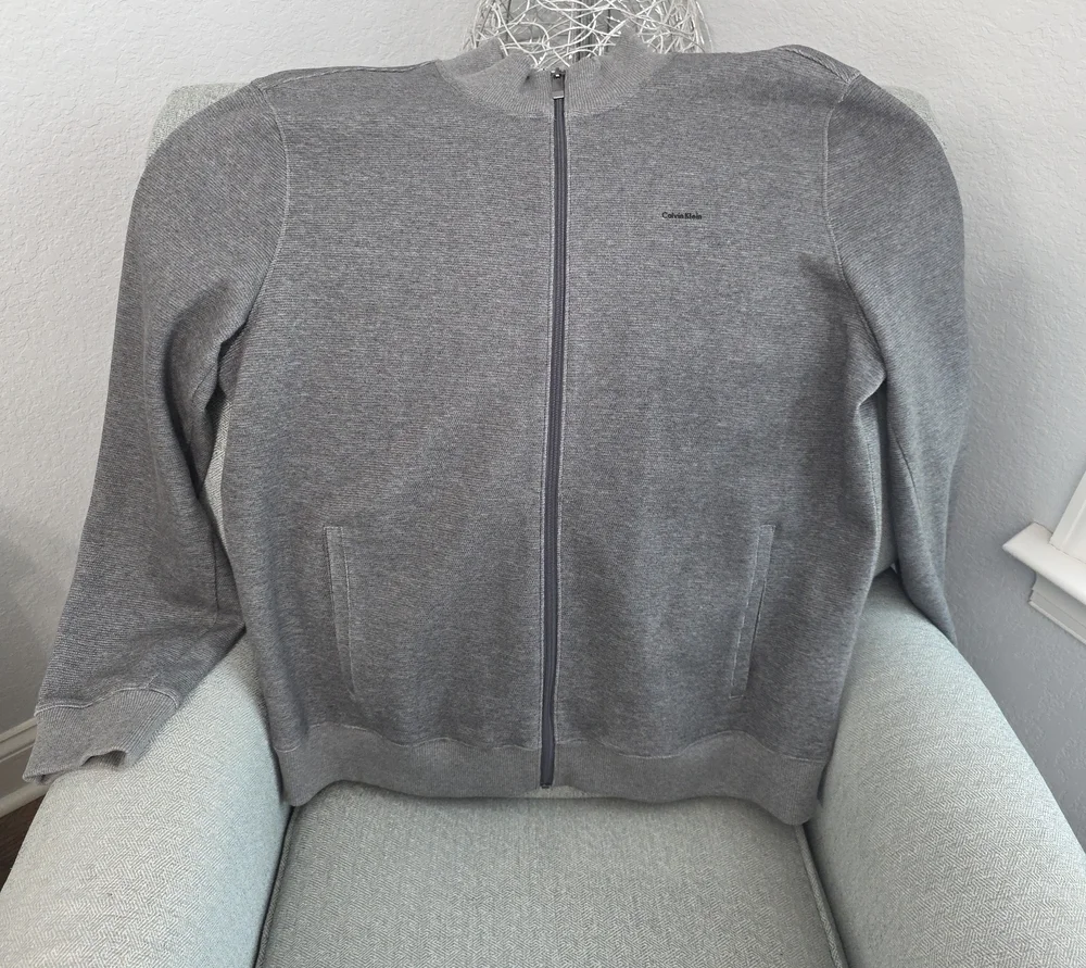 Calvin Klein Heather Gray Zip-Up Sweatshirt Size XL Never Worn